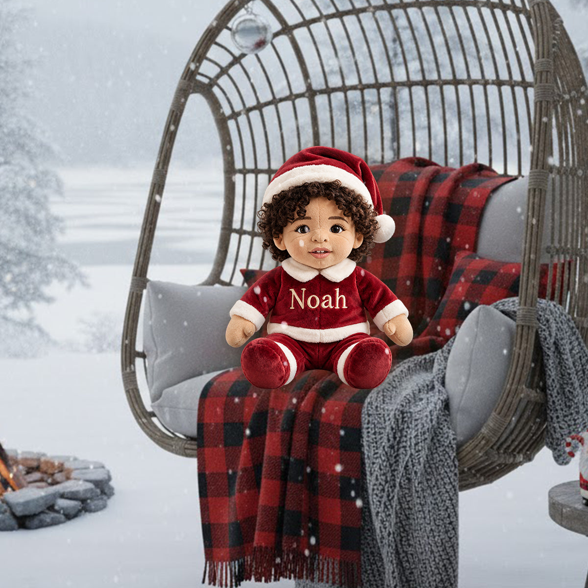 Costume de Noël Joyeux - Coussin en Fourrure Synthétique Personnalisé pour Enfant