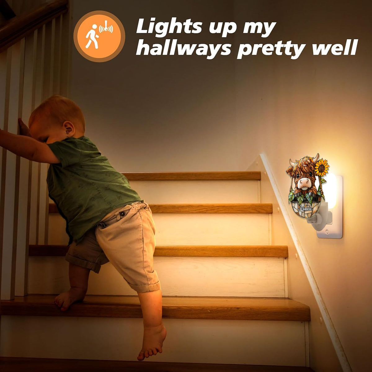 Niedliches Hochlandrind – Personalisierte Hochlandrind-Nachtleuchte aus Acryl zum Einstecken