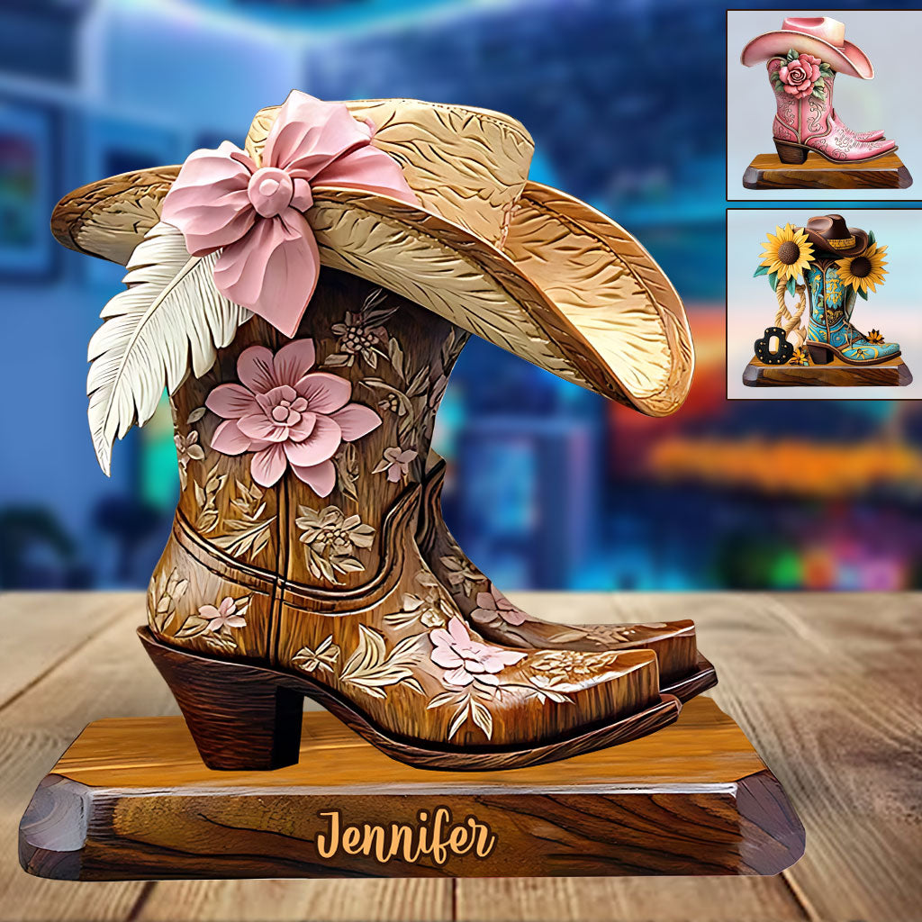 Cowgirl Boots - Personalized Cowgirl Custom Shaped Acrylic Plaque