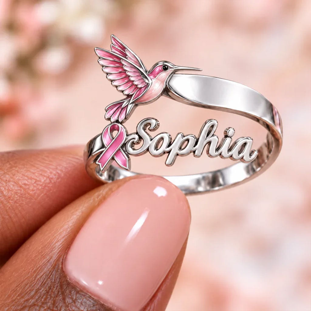 Breast Cancer Awareness - Personalized Breast Cancer Awareness Adjustable Shaped Ring