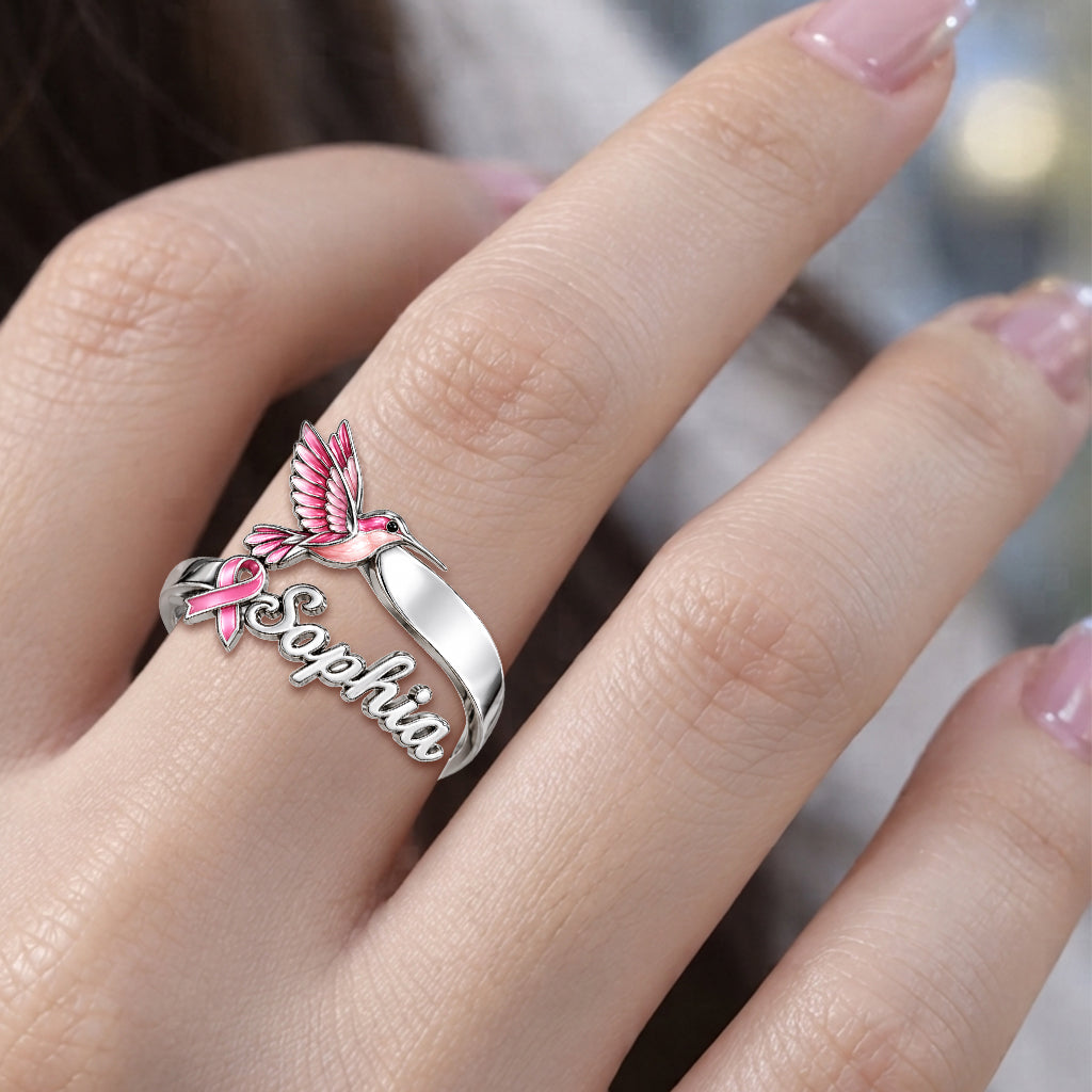 Breast Cancer Awareness - Personalized Breast Cancer Awareness Adjustable Shaped Ring