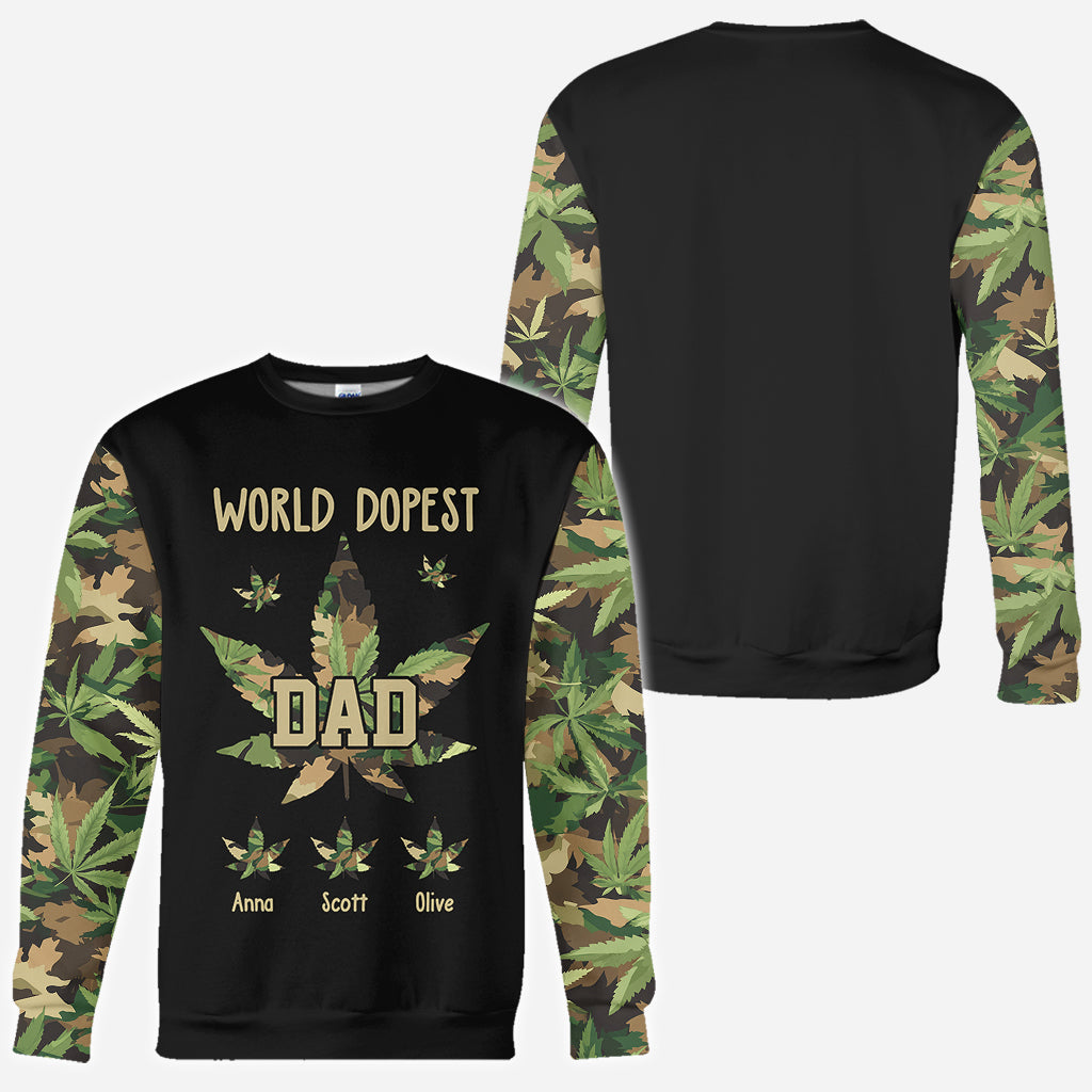 Papa le plus cool du monde - T-shirt personnalisé avec motif cannabis.