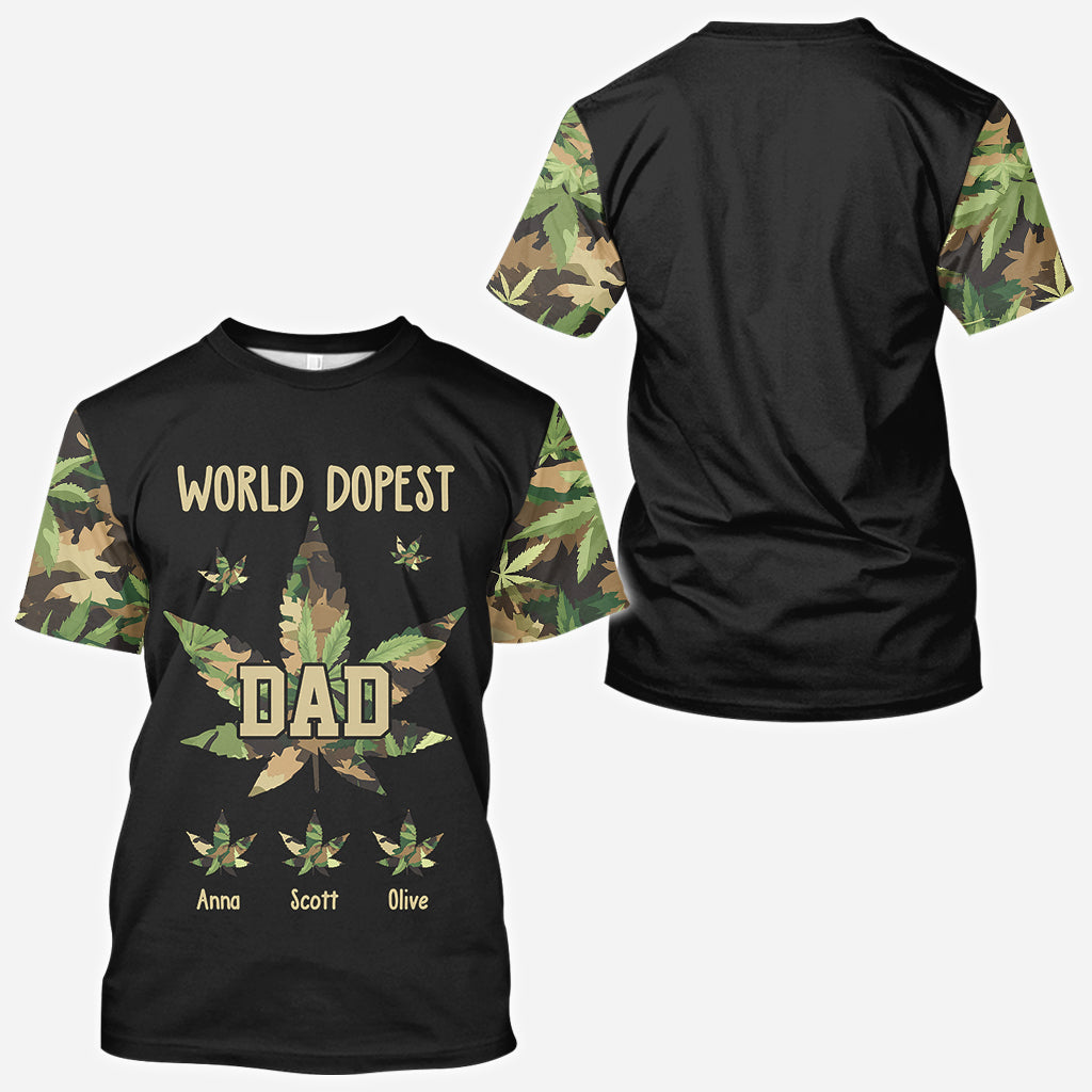 Papa le plus cool du monde - T-shirt personnalisé avec motif cannabis.