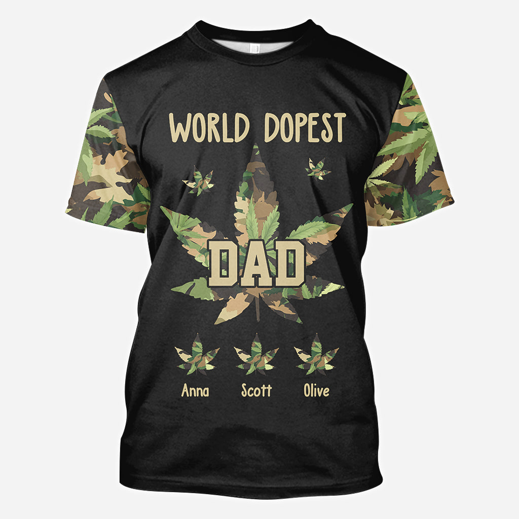 Papa le plus cool du monde - T-shirt personnalisé avec motif cannabis.