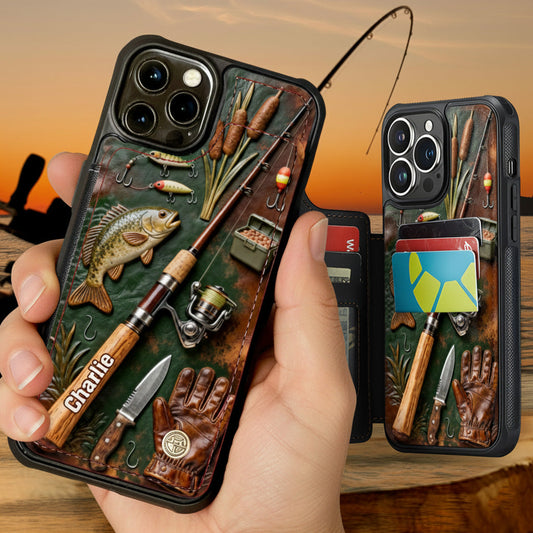 Love Fishing - Personalized Fishing Fully Printed Wallet Phone Case