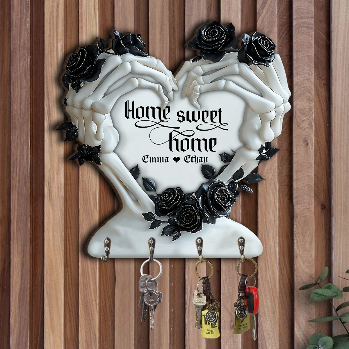 Till Death Do Us Part - Personalized Skull Custom Shaped Key Rack