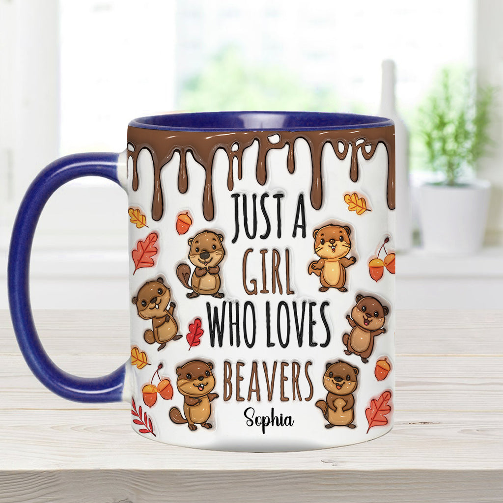 Just A Girl Who Loves Beavers - Personalized Accent Mug