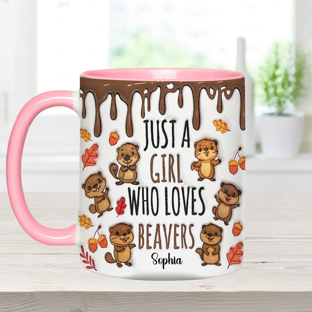 Just A Girl Who Loves Beavers - Personalized Accent Mug