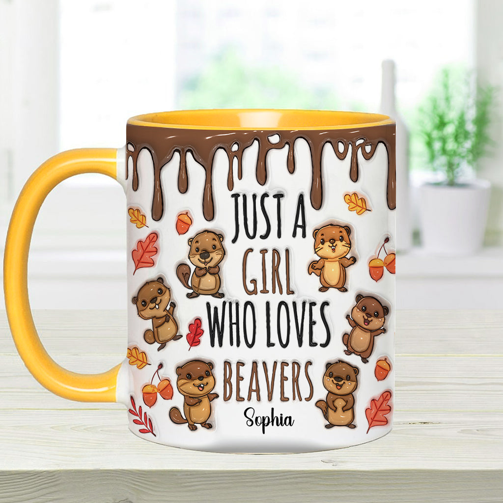 Just A Girl Who Loves Beavers - Personalized Accent Mug