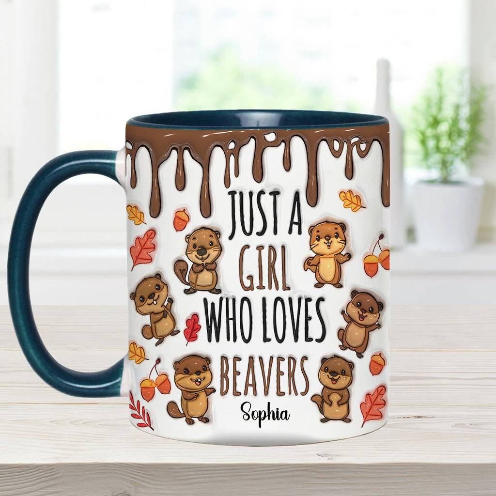 Just A Girl Who Loves Beavers - Personalized Accent Mug