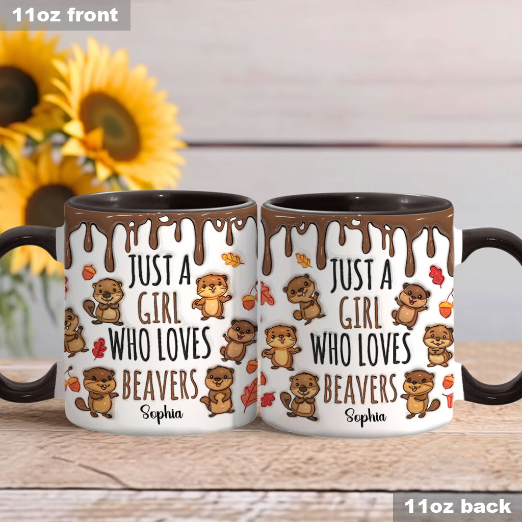 Just A Girl Who Loves Beavers - Personalized Accent Mug