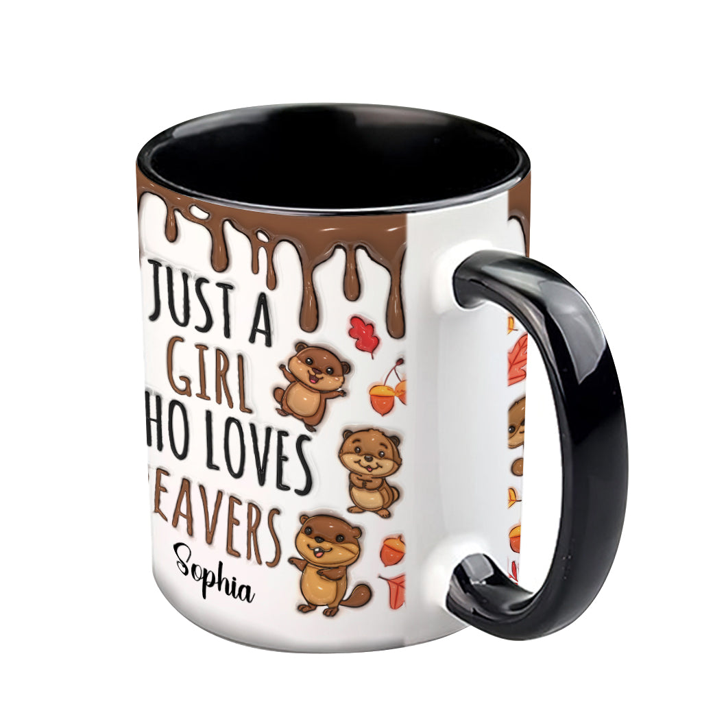 Just A Girl Who Loves Beavers - Personalized Accent Mug