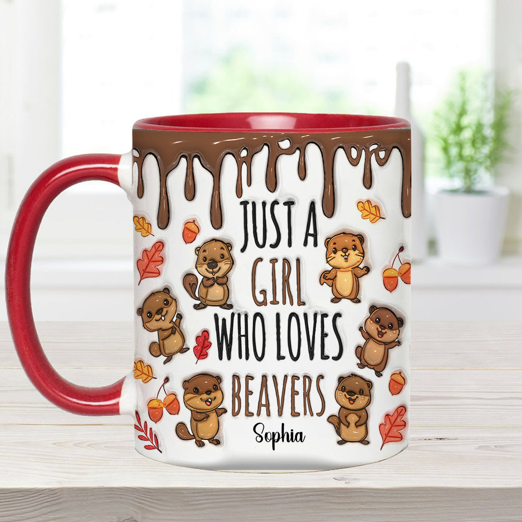 Just A Girl Who Loves Beavers - Personalized Accent Mug