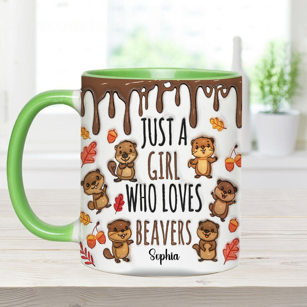 Just A Girl Who Loves Beavers - Personalized Accent Mug