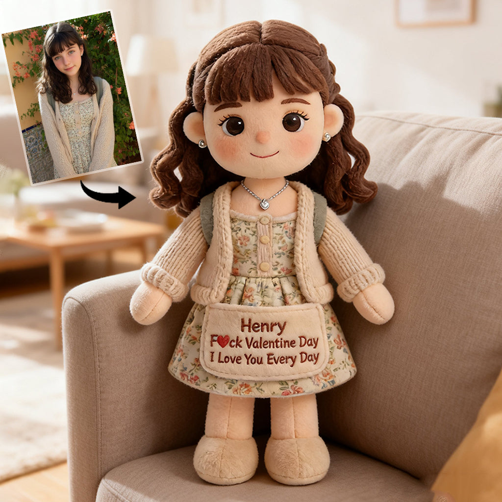 I Love You Everyday - Personalized Couple Faux Fur Shaped Pillow