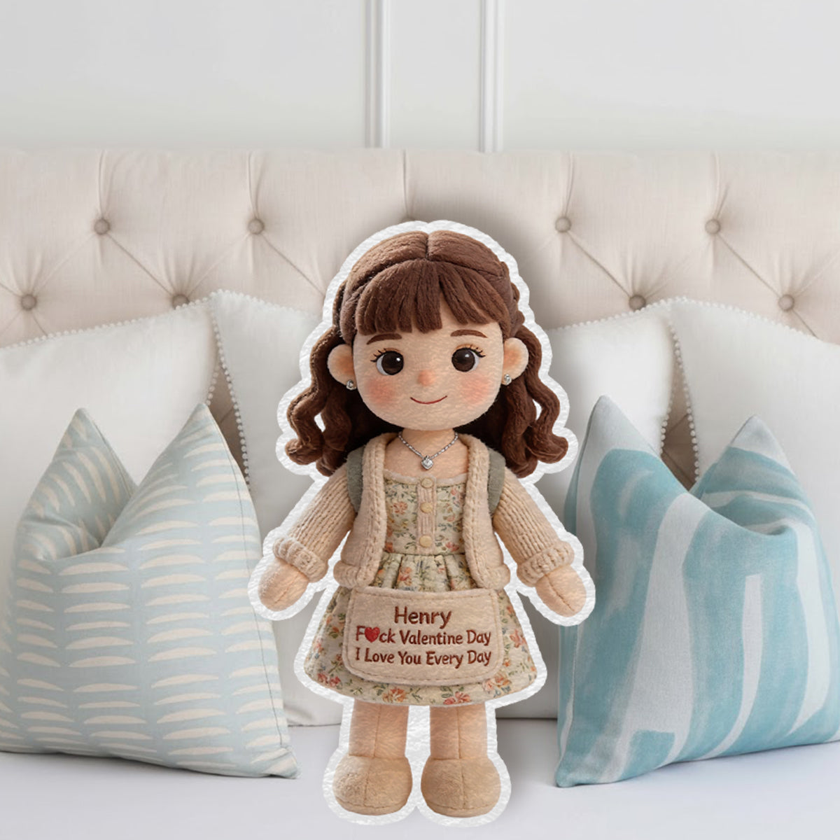 I Love You Everyday - Personalized Couple Faux Fur Shaped Pillow