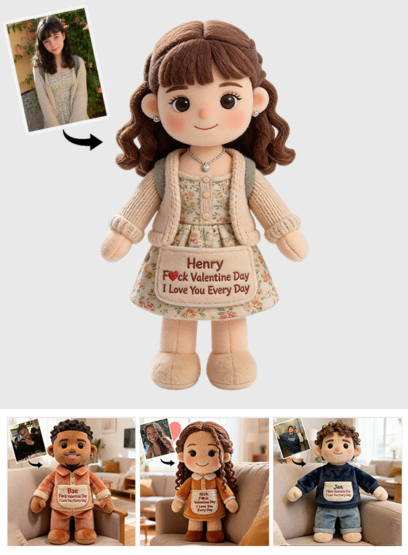 I Love You Everyday - Personalized Couple Faux Fur Shaped Pillow