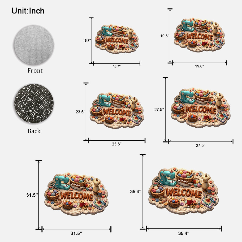 Love Sewing, Sewing Lover Gift - Personalized Sewing Shaped Doormat/ Rug