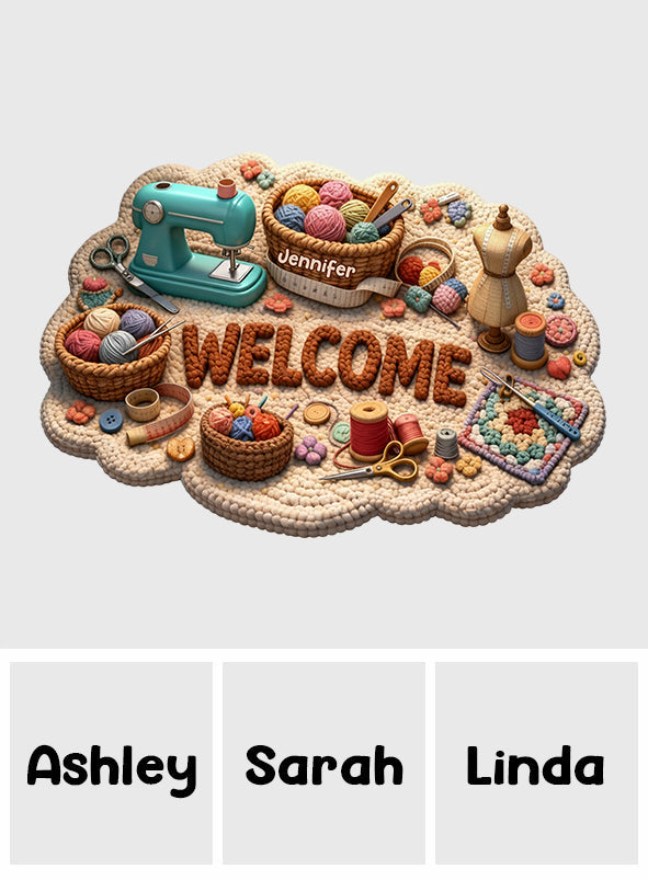 Love Sewing, Sewing Lover Gift - Personalized Sewing Shaped Doormat/ Rug