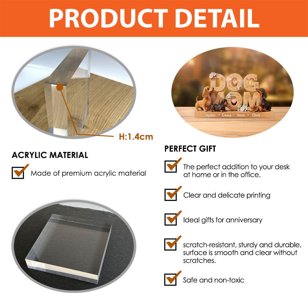 Dog Mom - Personalized Dog Custom Shaped Acrylic Plaque