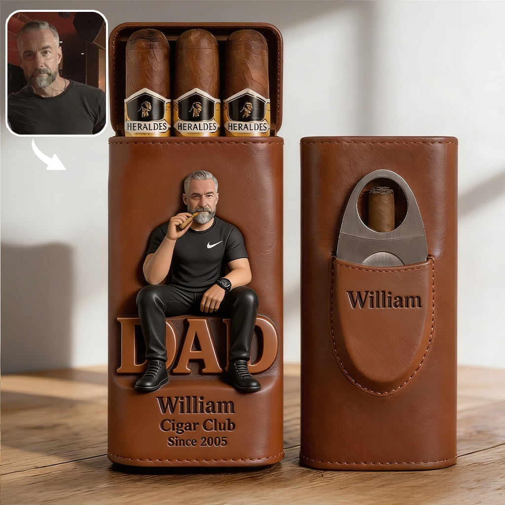 Papa liebt Zigarren - Personalisierte Leder Zigarren Humidor Box