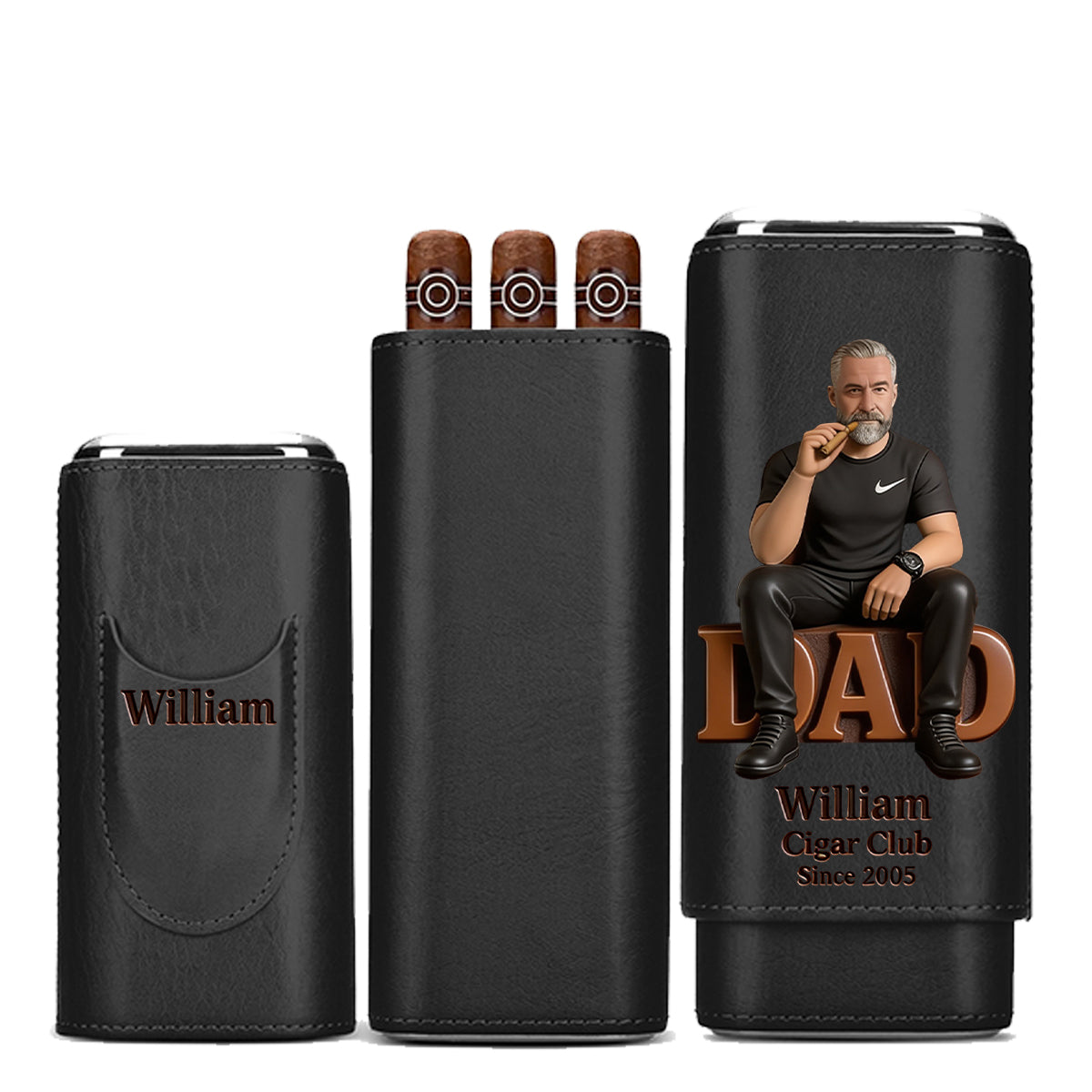 Papa liebt Zigarren - Personalisierte Leder Zigarren Humidor Box