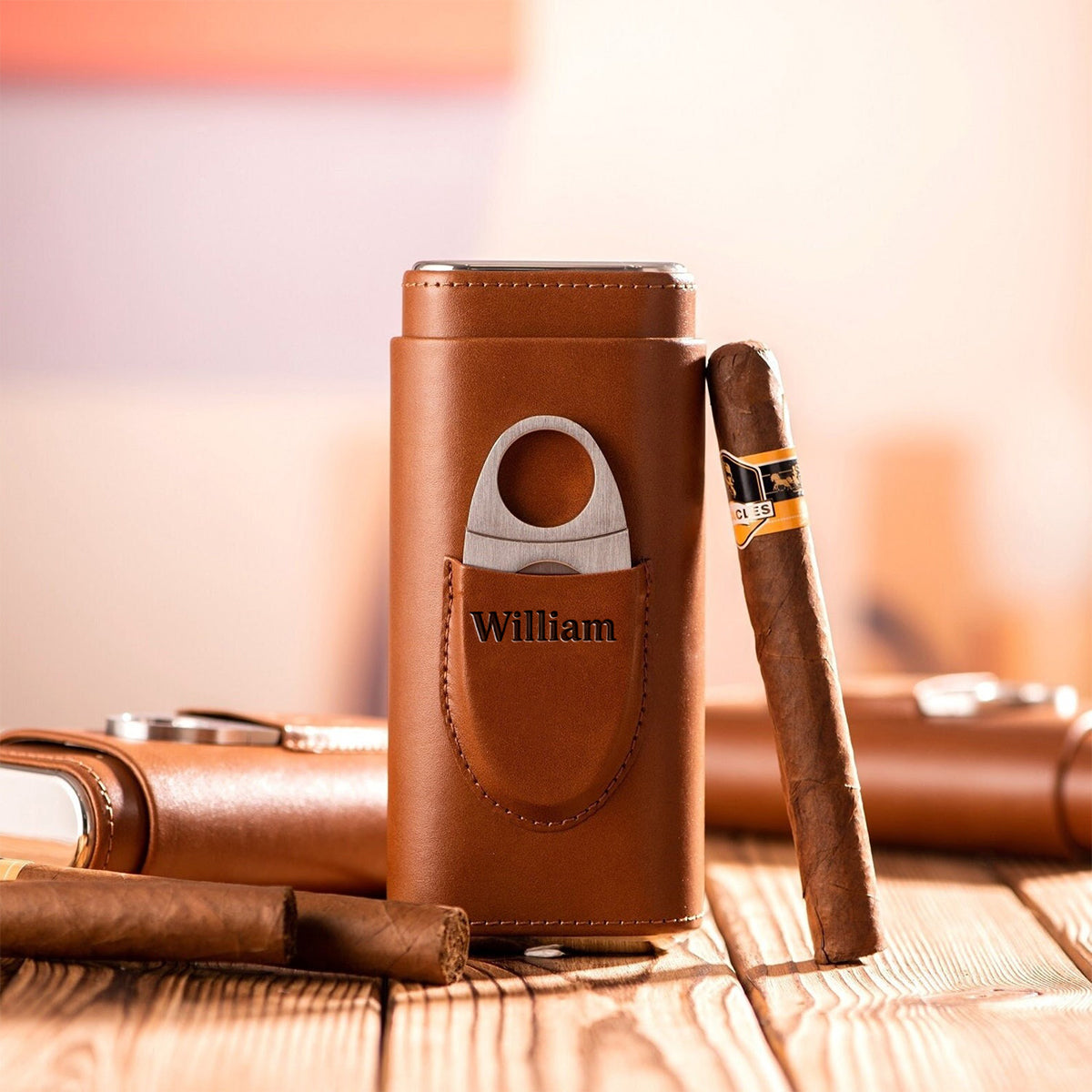 Papa liebt Zigarren - Personalisierte Leder Zigarren Humidor Box