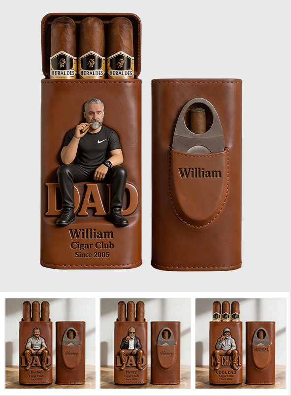 Papa liebt Zigarren - Personalisierte Leder Zigarren Humidor Box