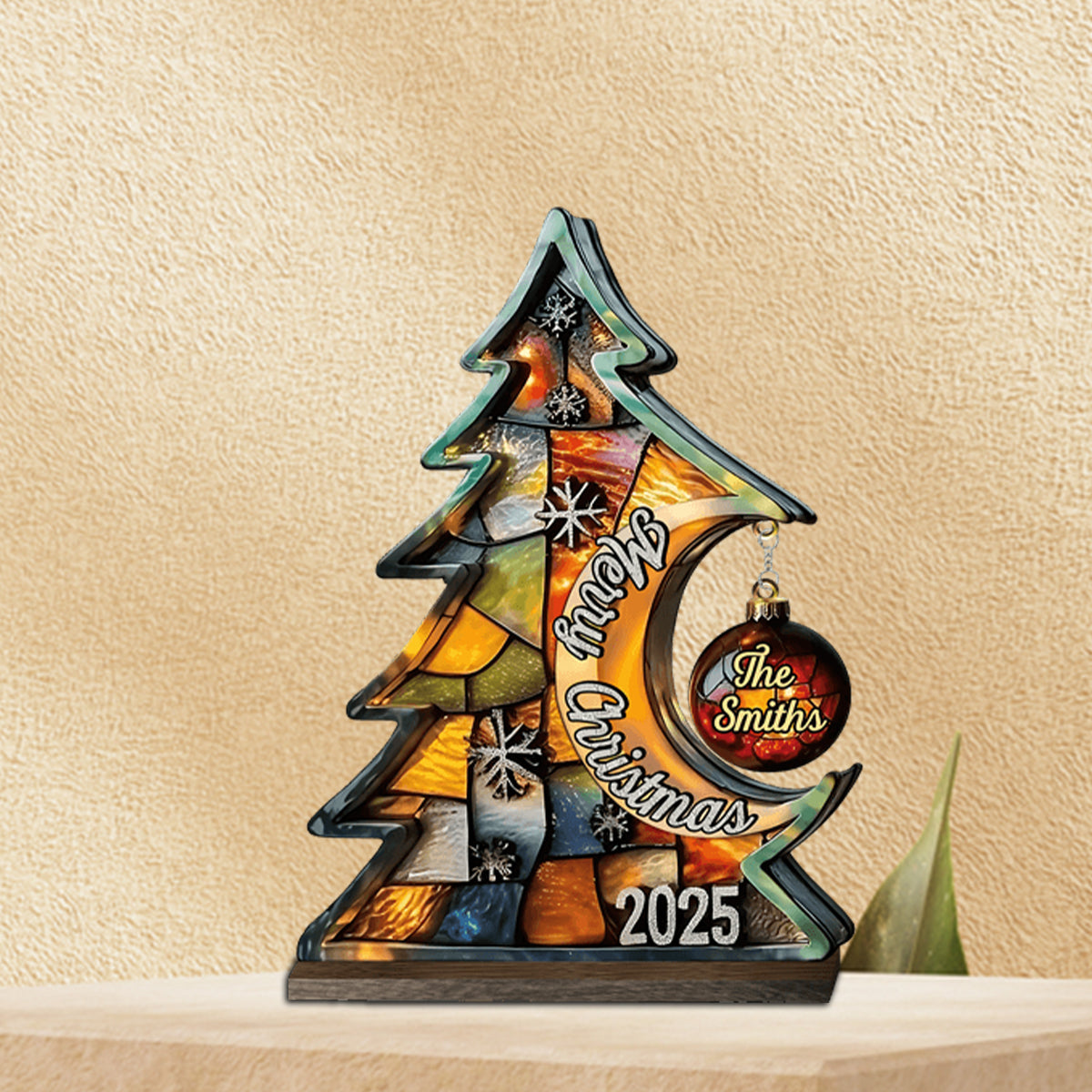 Merry Christmas - Personalized Family Plaque With Charm