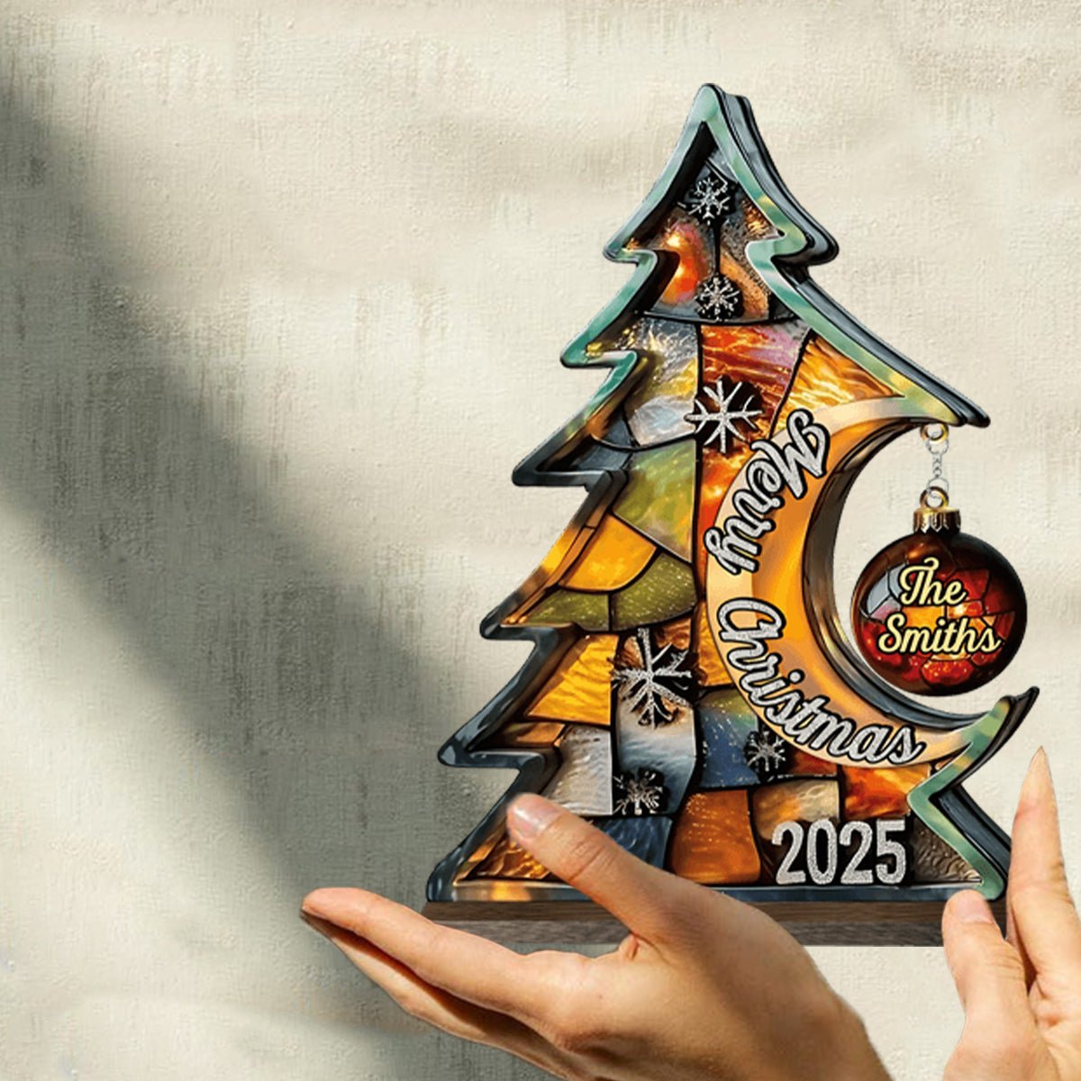 Merry Christmas - Personalized Family Plaque With Charm