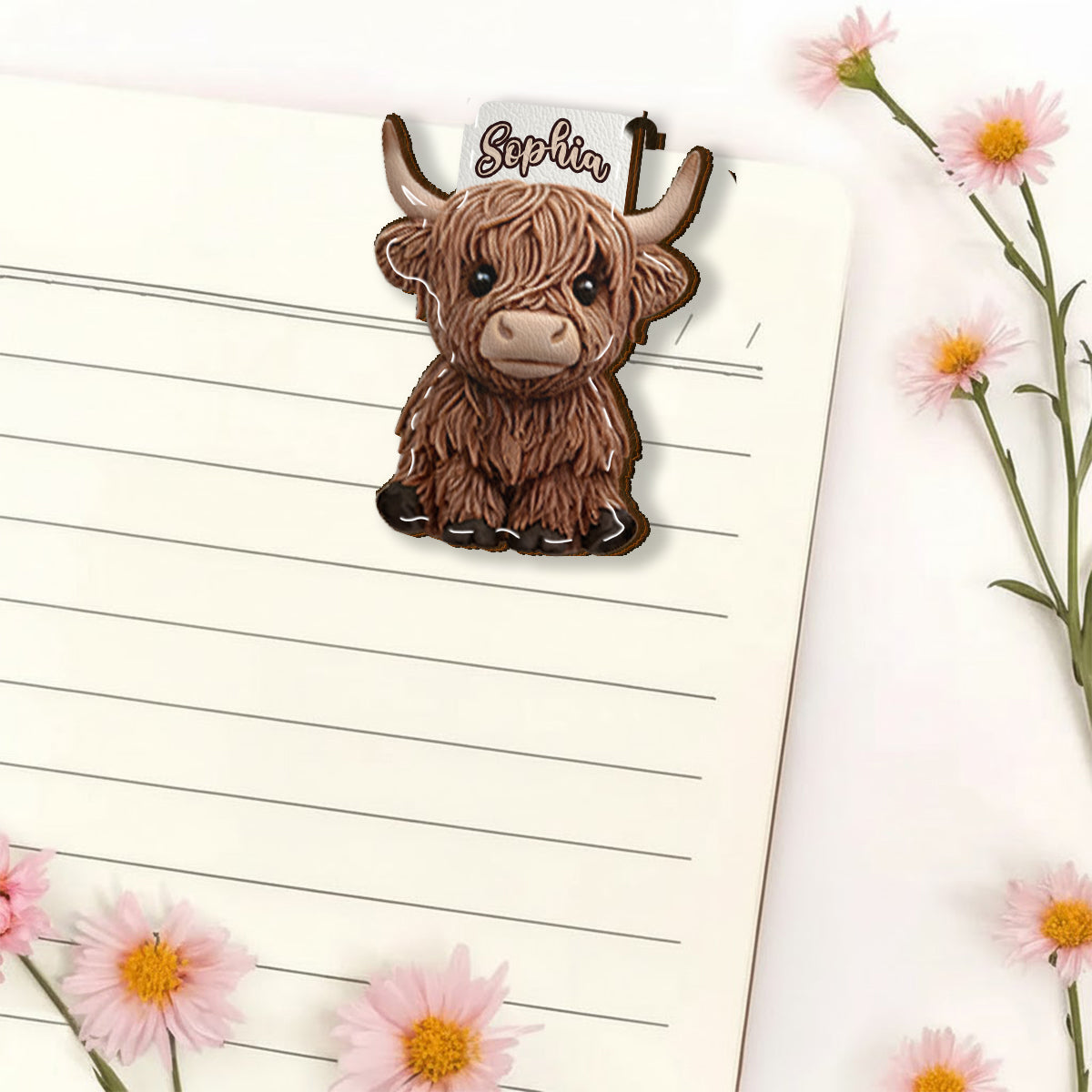 Lovely Highland Cow - Personalized Highland Cow Shaped Magnetic Bookmark