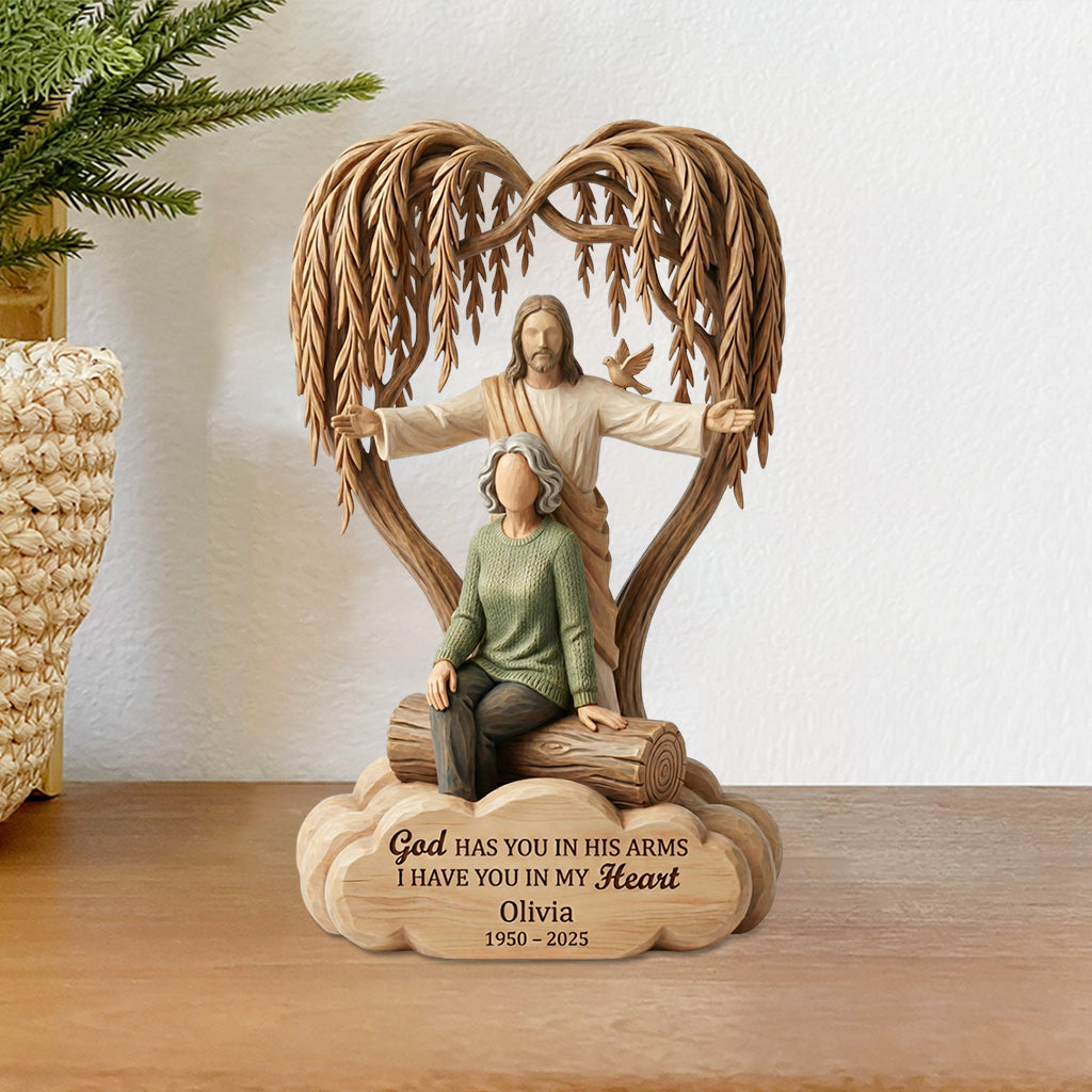 God Has You in His Arms - Personalized Memorial Custom Shaped Acrylic Plaque