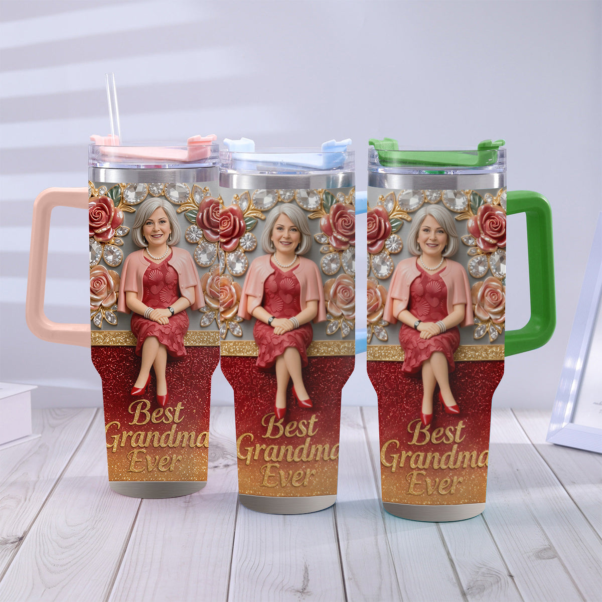 Beste Oma aller Zeiten, Perfekt für Mama, Nana - Personalisierter Oma-Becher mit Griff