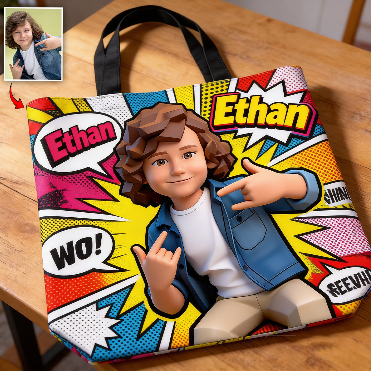 Popart Stil Individuell Vom Foto - Personalisierte Kindertasche