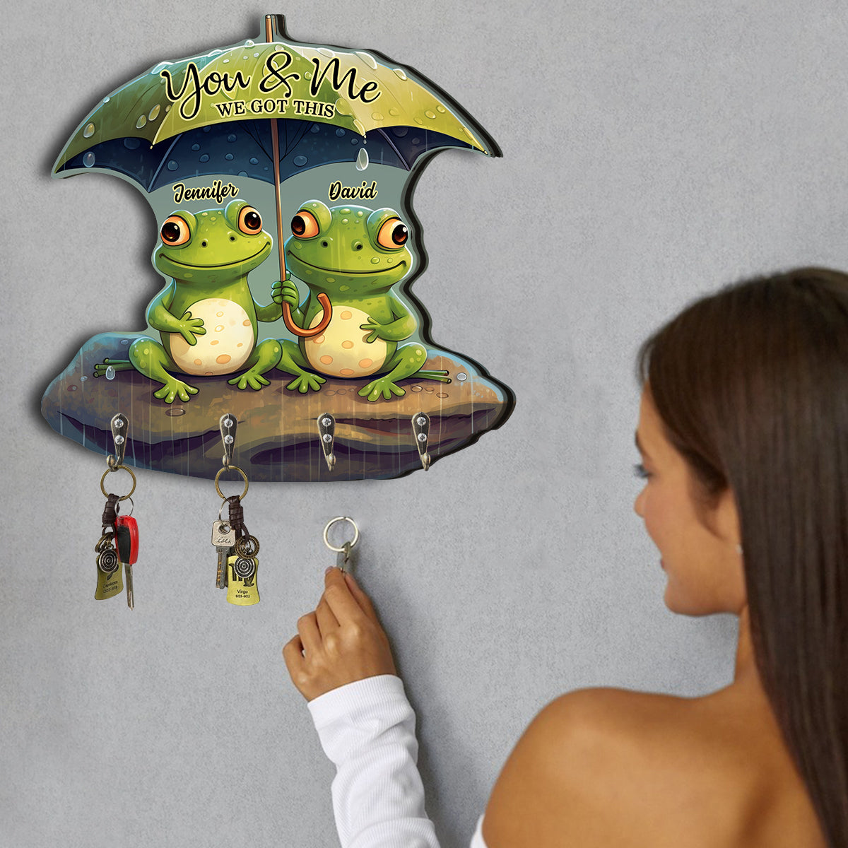 Couple Frog You And Me - Personalized Frog Custom Shaped Key Rack
