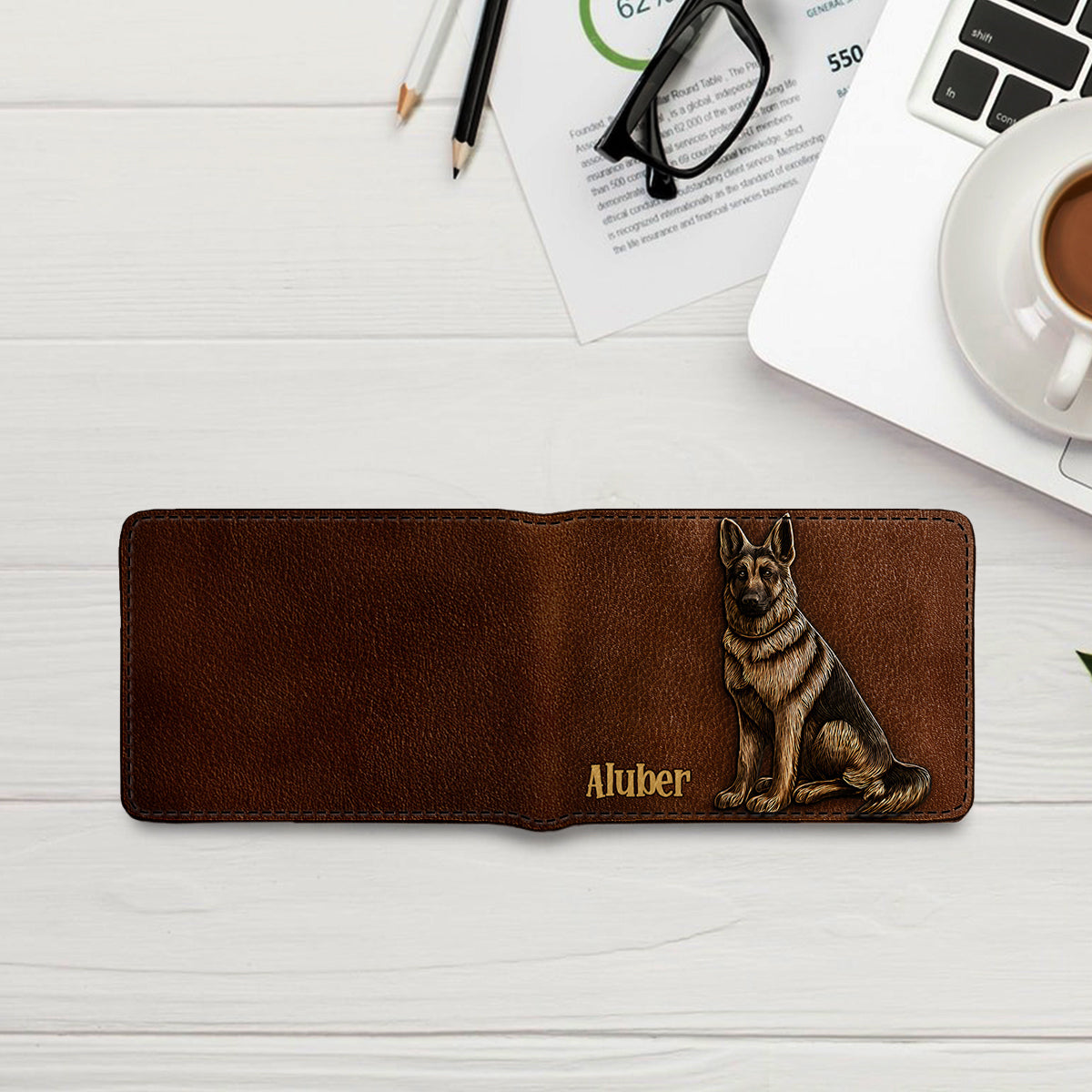Love My Dog - Personalized German Shepherd Dog Leather Wallet