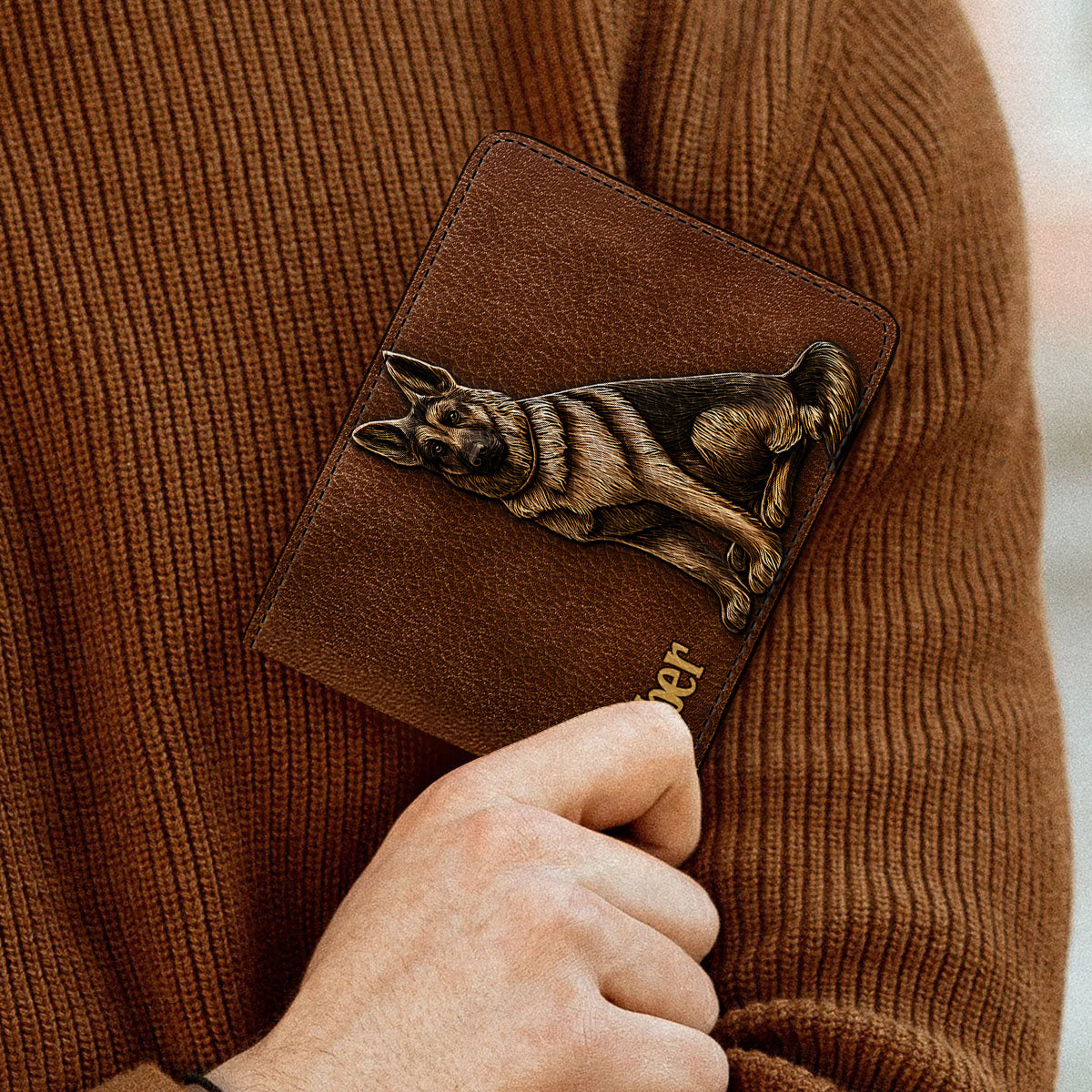 Love My Dog - Personalized German Shepherd Dog Leather Wallet