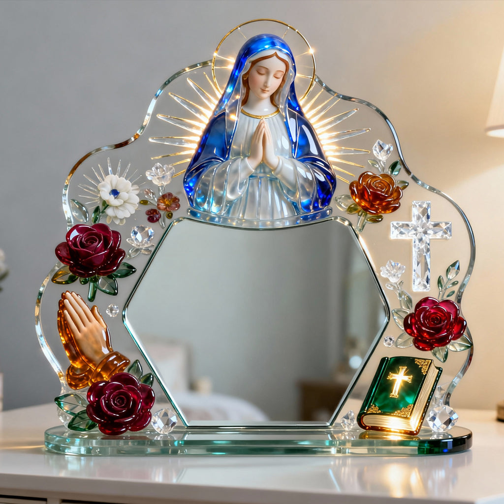 Sacred Heart - Personalized Christian Desk Mirror