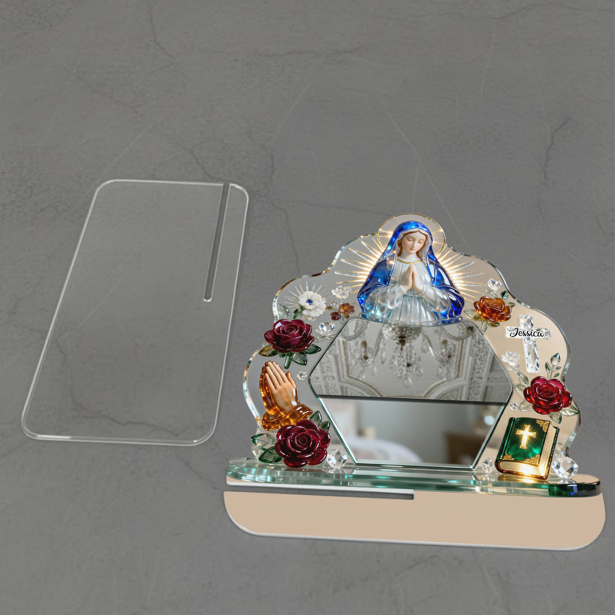 Sacred Heart - Personalized Christian Desk Mirror