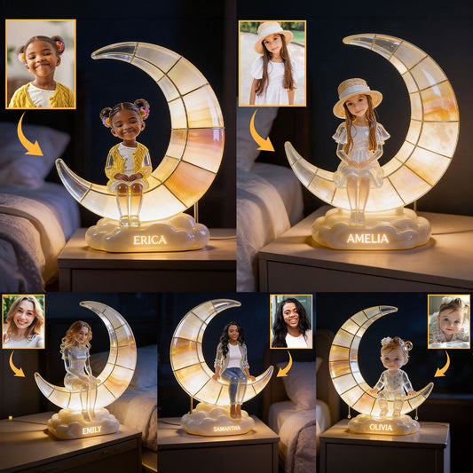 Lampe en forme de croissant de lune - Veilleuse LED personnalisée en acrylique pour enfant
