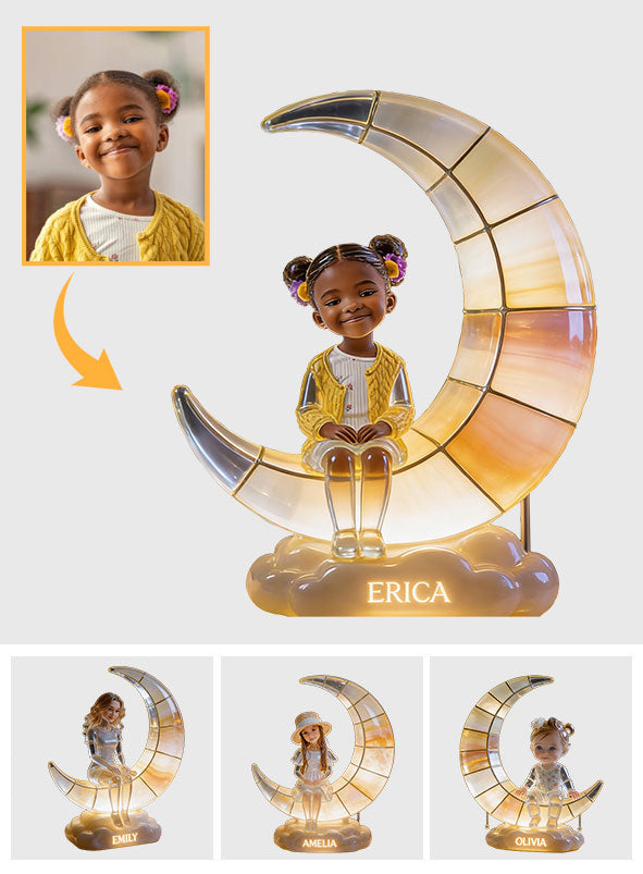 Halbmondlampe – Personalisierte LED-Nachtleuchte aus Acryl für Kinder