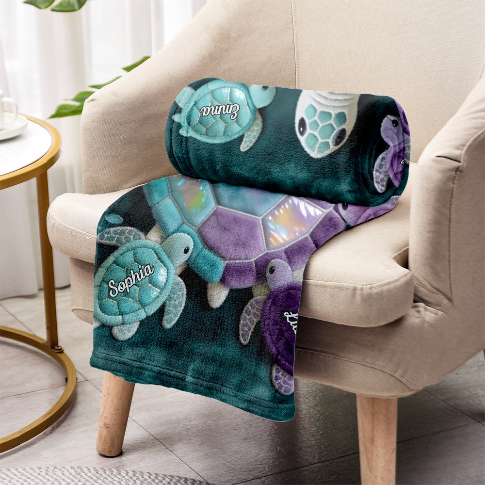 Nana Turtle Gift For Mom Grandma - Personalized Grandma Blanket