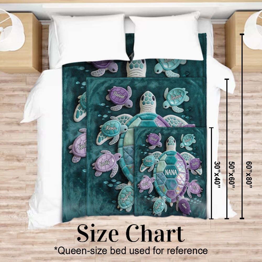 Nana Turtle Gift For Mom Grandma - Personalized Grandma Blanket