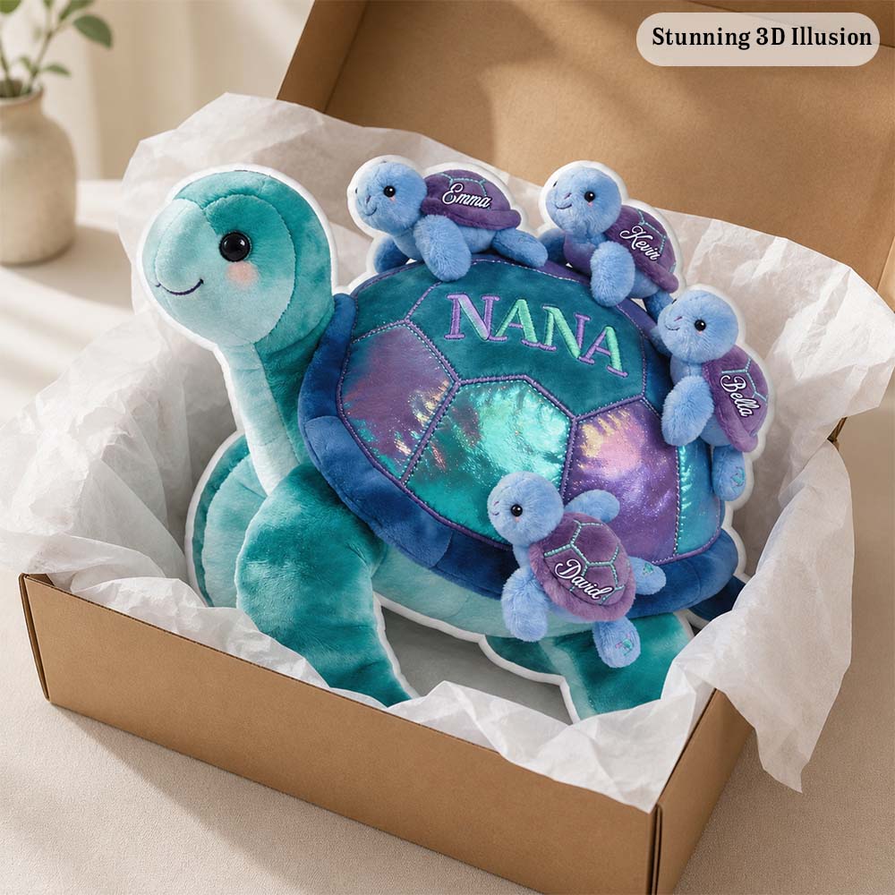 Geschenkidee für Oma und Mama – Personalisiertes Kissen in Schildkrötenform aus Kunstfell