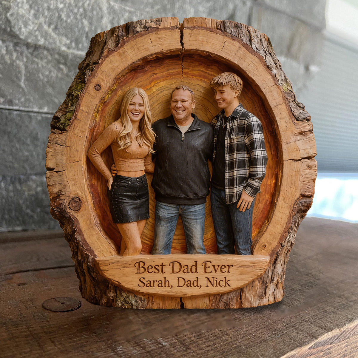 Any Photo - Personalized Father Custom Shaped Wood Plaque