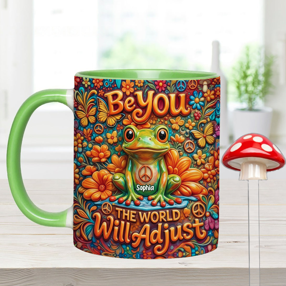 Be You The World Will Adjust, Hippie Style - Personalized Hippie Set Accent Mug with Acrylic Stirrers