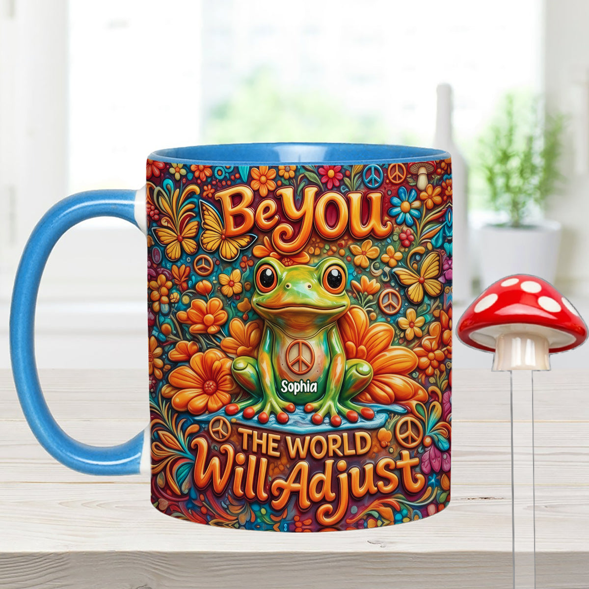 Be You The World Will Adjust, Hippie Style - Personalized Hippie Set Accent Mug with Acrylic Stirrers