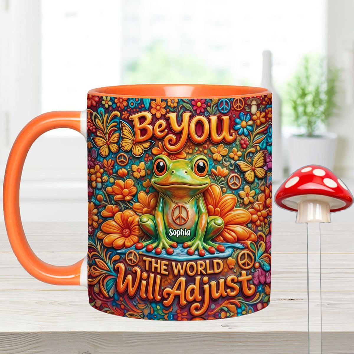 Be You The World Will Adjust, Hippie Style - Personalized Hippie Set Accent Mug with Acrylic Stirrers