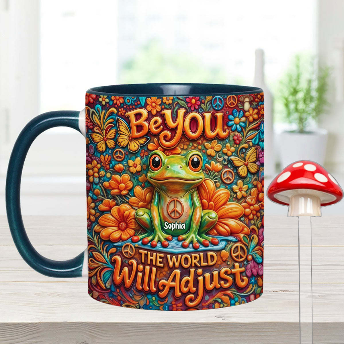 Be You The World Will Adjust, Hippie Style - Personalized Hippie Set Accent Mug with Acrylic Stirrers