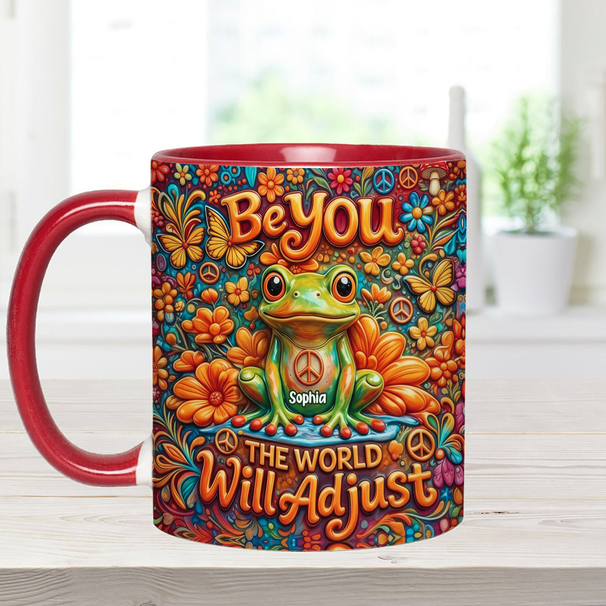 Be You The World Will Adjust, Hippie Style - Personalized Hippie Set Accent Mug with Acrylic Stirrers